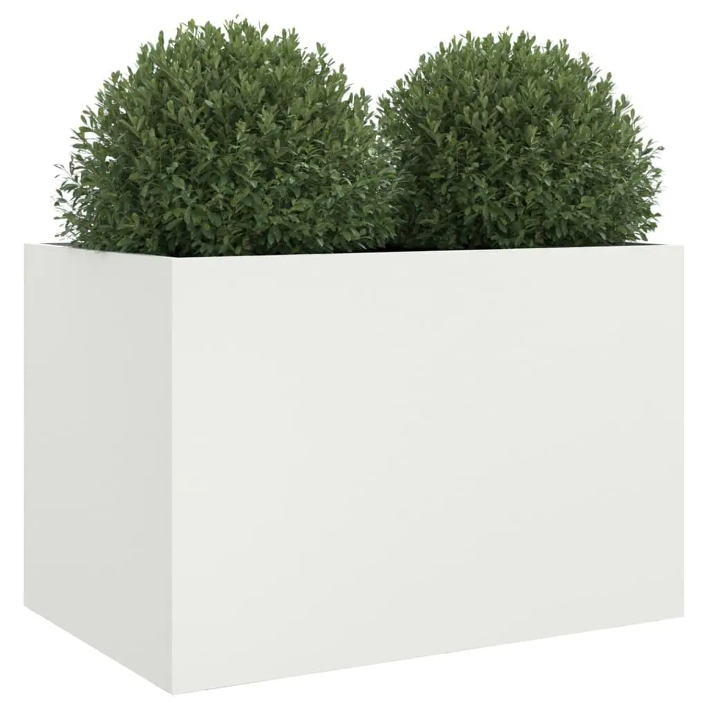Planter Box White 62x40x39 cm Steel Raised Bed Garden Decoration Outdoor