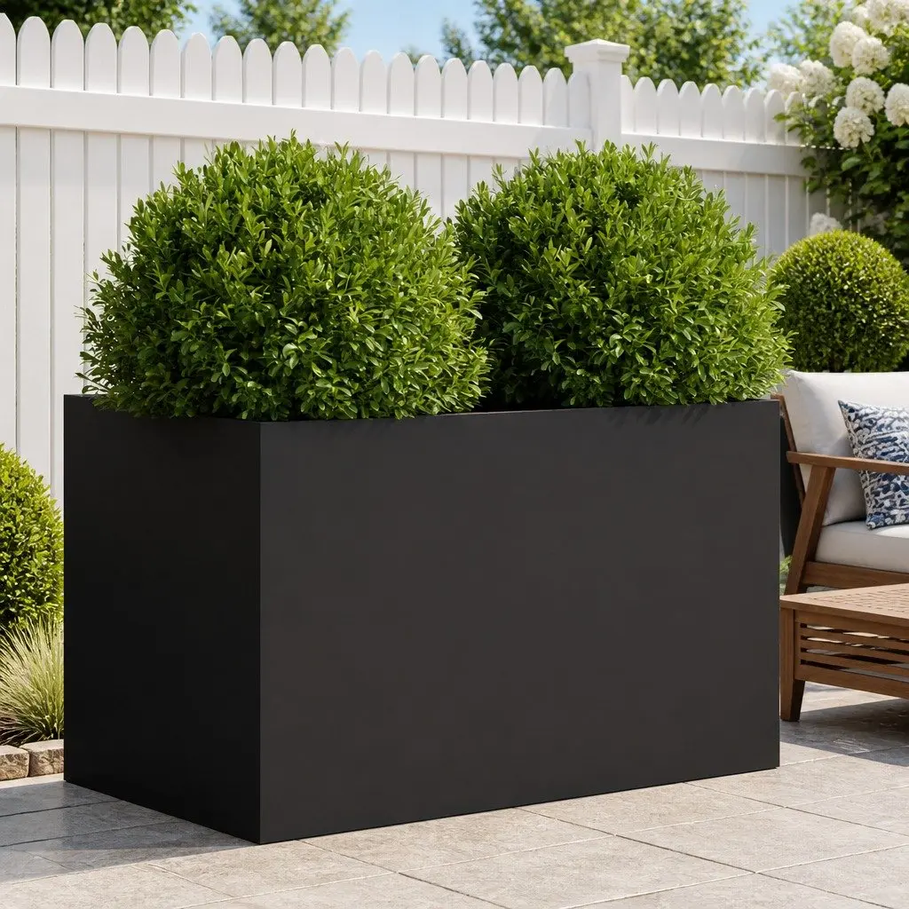 Steel Planter Box Black 62x47x46cm Sturdy Frame for Garden Balcony Patio