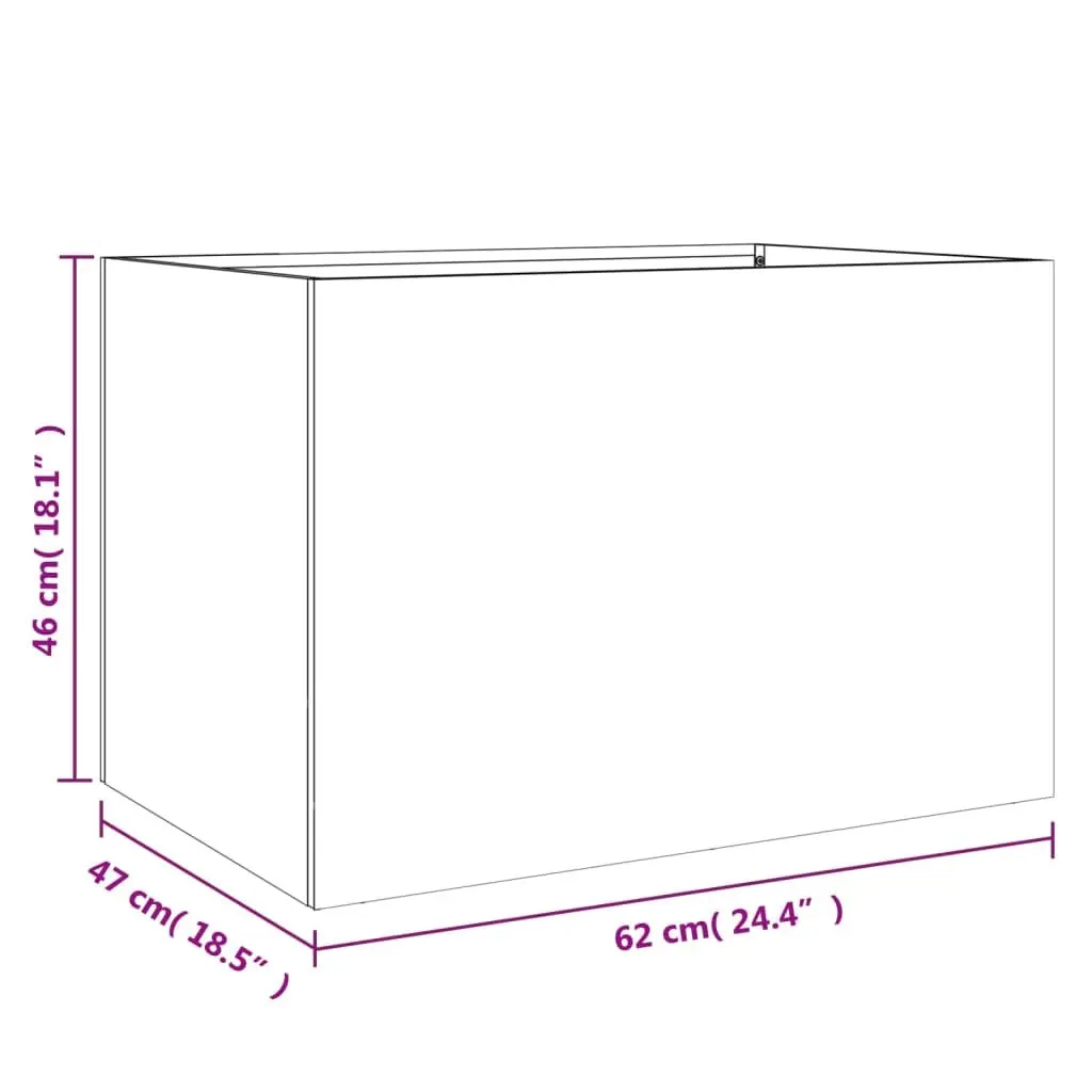 Steel Planter Box Black 62x47x46cm Sturdy Frame for Garden Balcony Patio