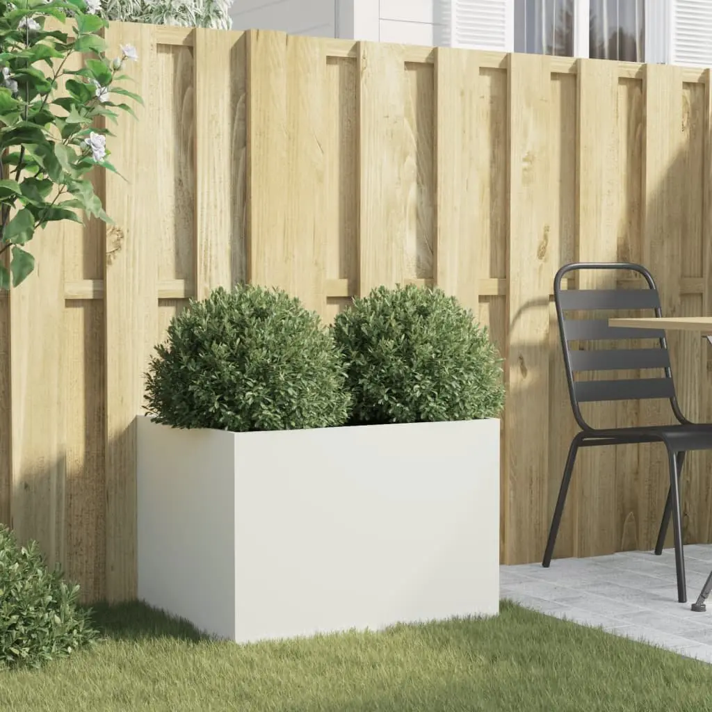 Steel Planter White 62 x 47 x 46 cm Durable Outdoor Decorative Flower Box Container