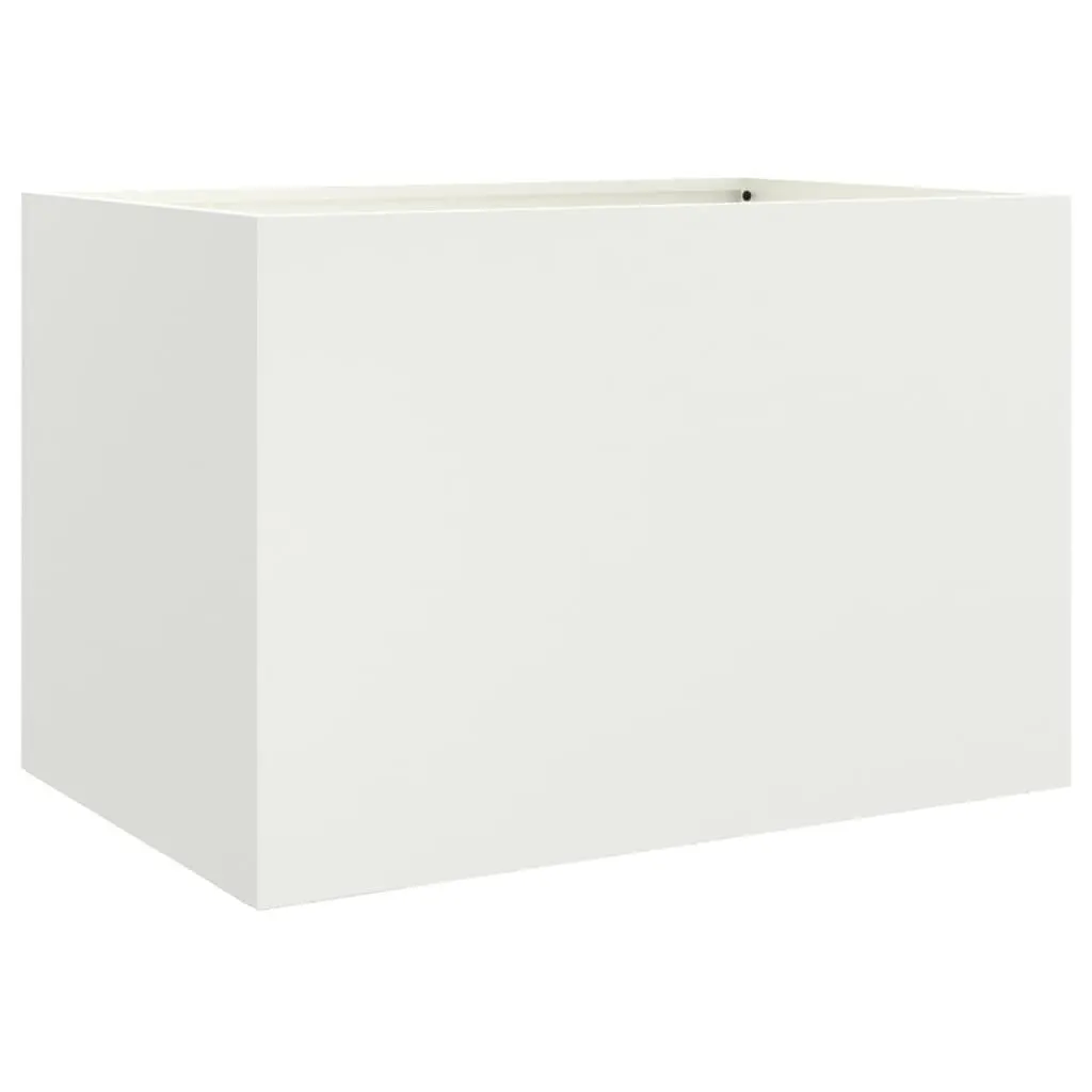 Steel Planter White 62 x 47 x 46 cm Durable Outdoor Decorative Flower Box Container