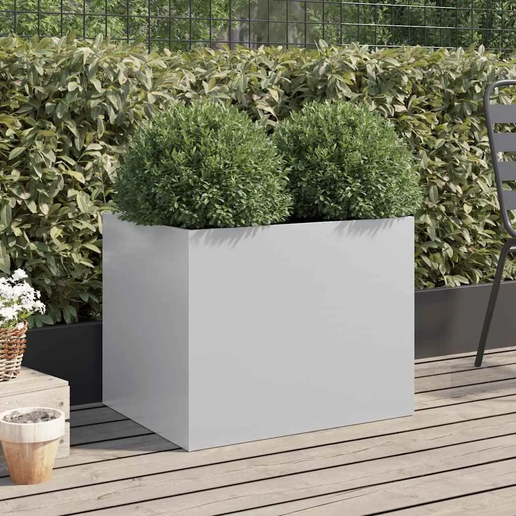 Galvanised Steel Planter Silver Outdoor Garden Raised Bed Sturdy Construction