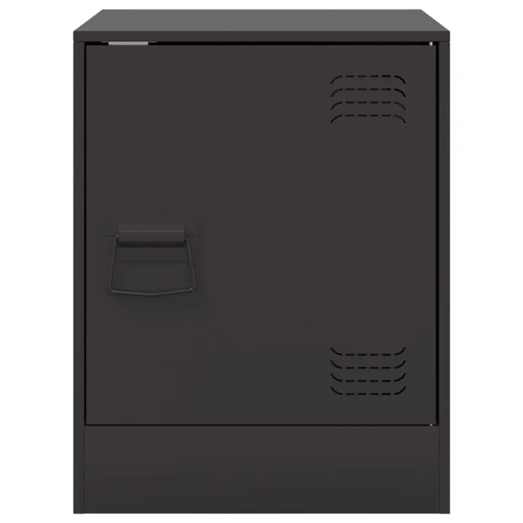 Bedside Tables Black 2 Piece Storage Cabinets Durable Steel Frame