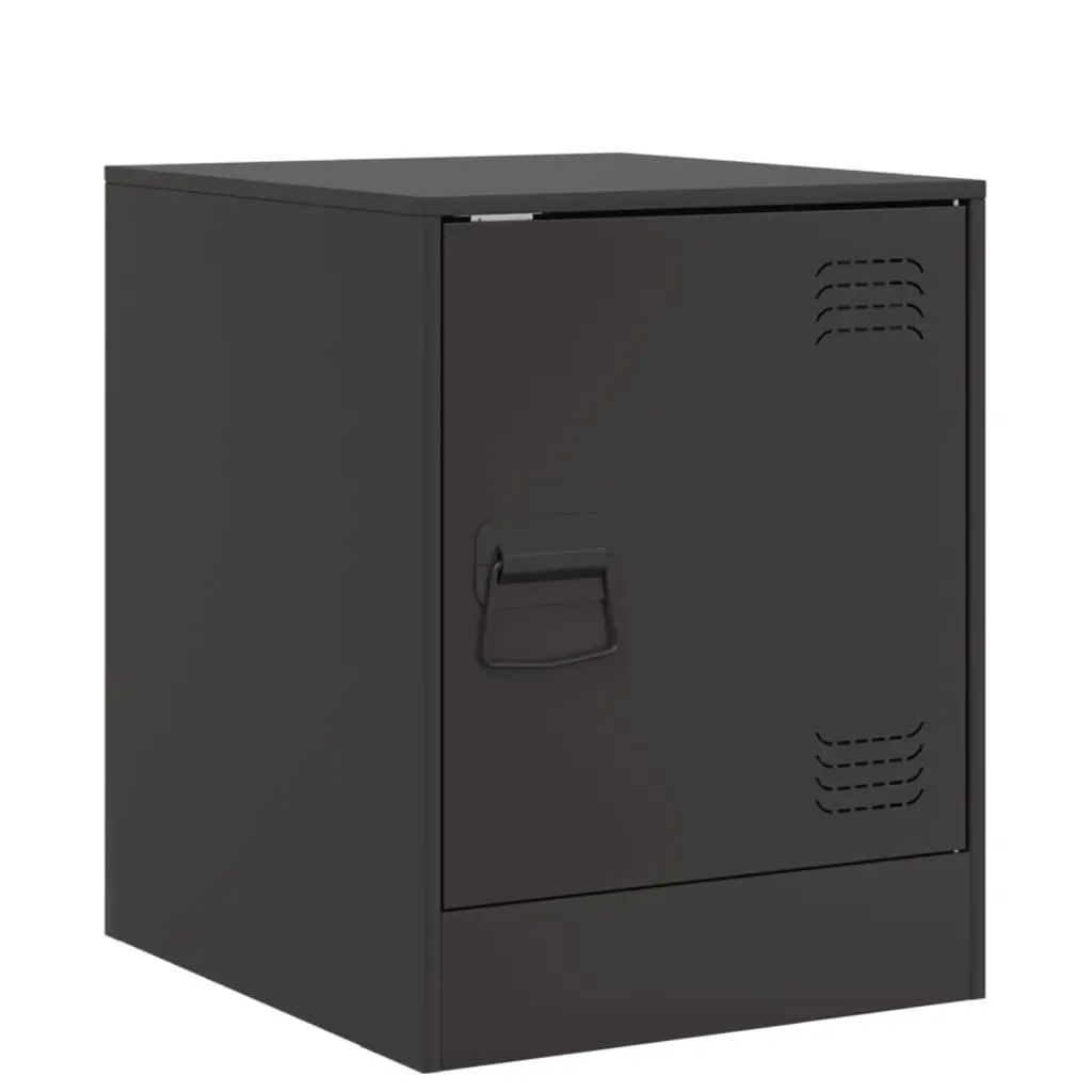 Bedside Tables Black 2 Piece Storage Cabinets Durable Steel Frame