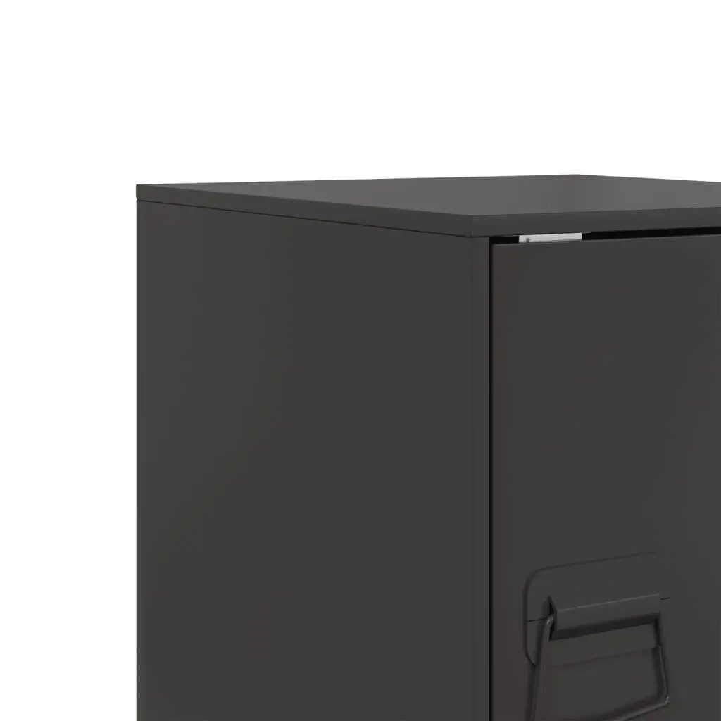 Bedside Tables Black 2 Piece Storage Cabinets Durable Steel Frame