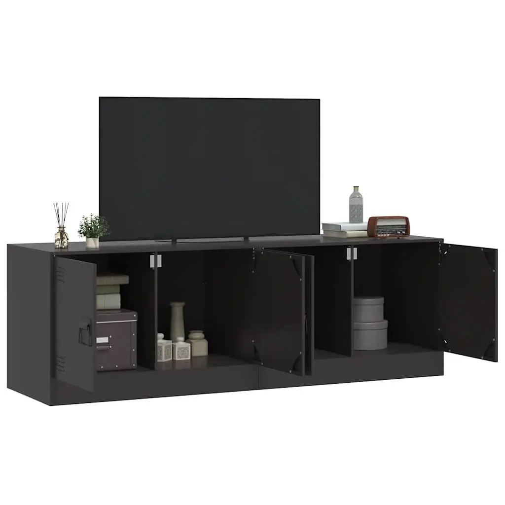TV Cabinet Set of 2 Black Steel Frame 67x39x44cm Durable Storage Furniture