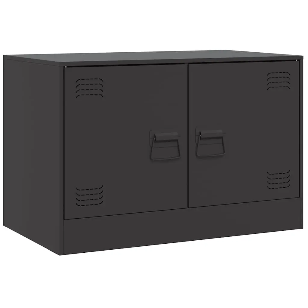 TV Cabinet Set of 2 Black Steel Frame 67x39x44cm Durable Storage Furniture