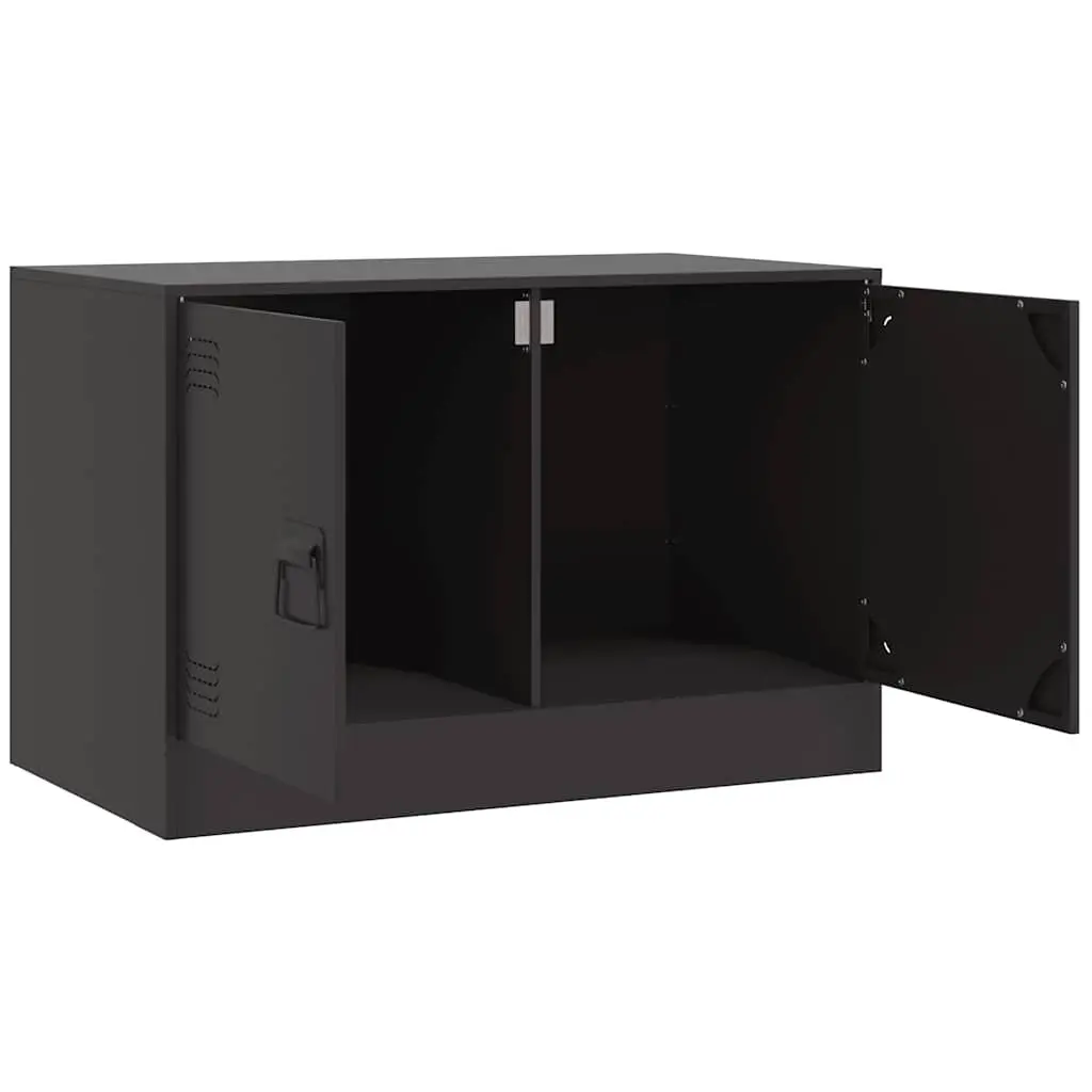 TV Cabinet Set of 2 Black Steel Frame 67x39x44cm Durable Storage Furniture