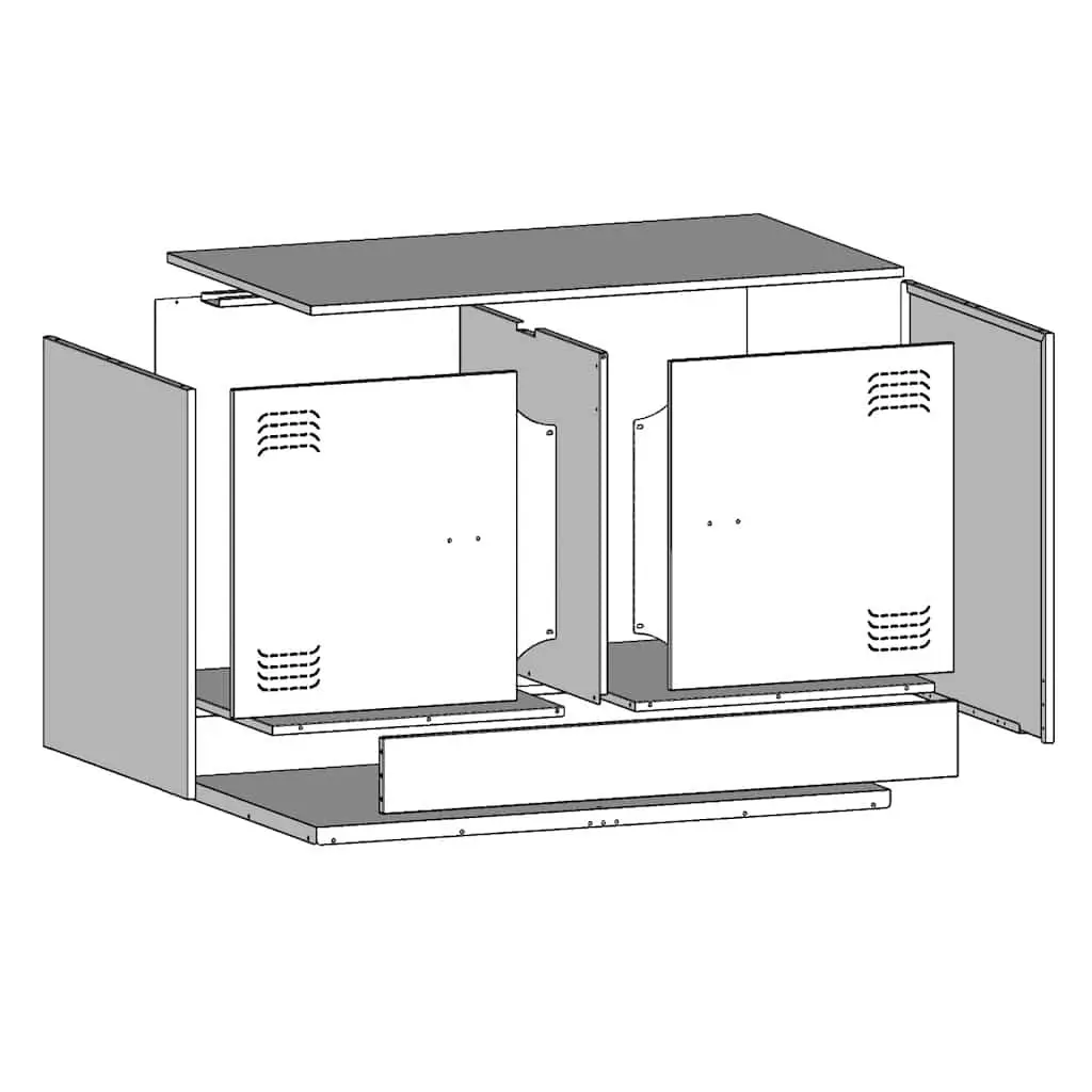 TV Cabinet Set of 2 Black Steel Frame 67x39x44cm Durable Storage Furniture