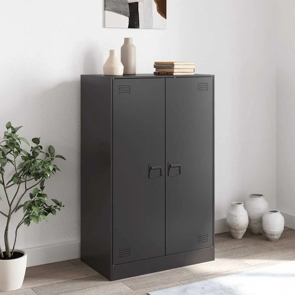 Sideboard Black 67x39x107cm Steel Frame Storage Cabinet