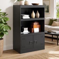 Sturdy Black Sideboard with Spacious Compartments