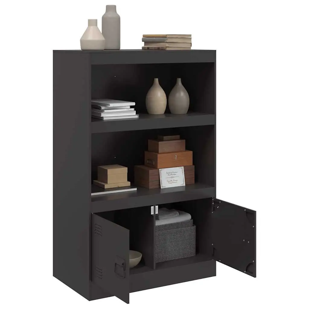 Sideboard Black 67x39x107 cm Storage Cabinet Buffet Furniture Steel Frame