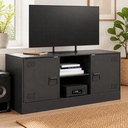 Compact Black TV Cabinet with Ample Storage