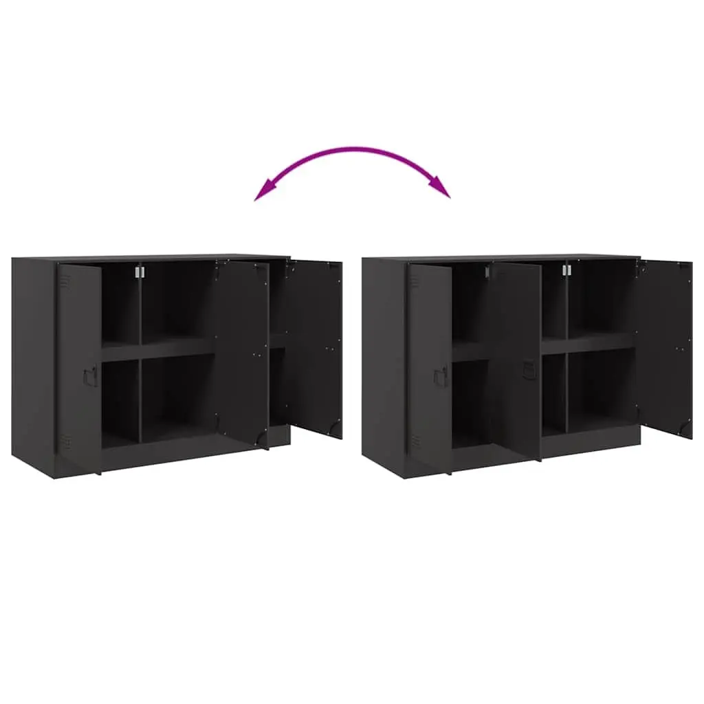 Storage Cabinet Sideboard Black 99x39x73cm Cold Rolled Steel with Handles Home Furniture