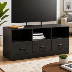 Black TV Cabinet with Easy Access Handles 99x39x44 cm