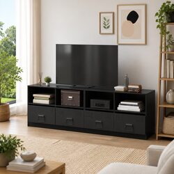 Sturdy 2-Piece Black TV Cabinets - Quality Storage