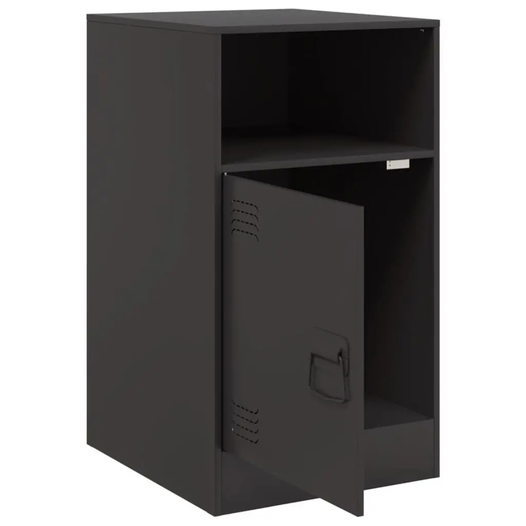 Bedside Cabinet Black 2 Piece Storage Nightstand Bedroom Furniture Organiser