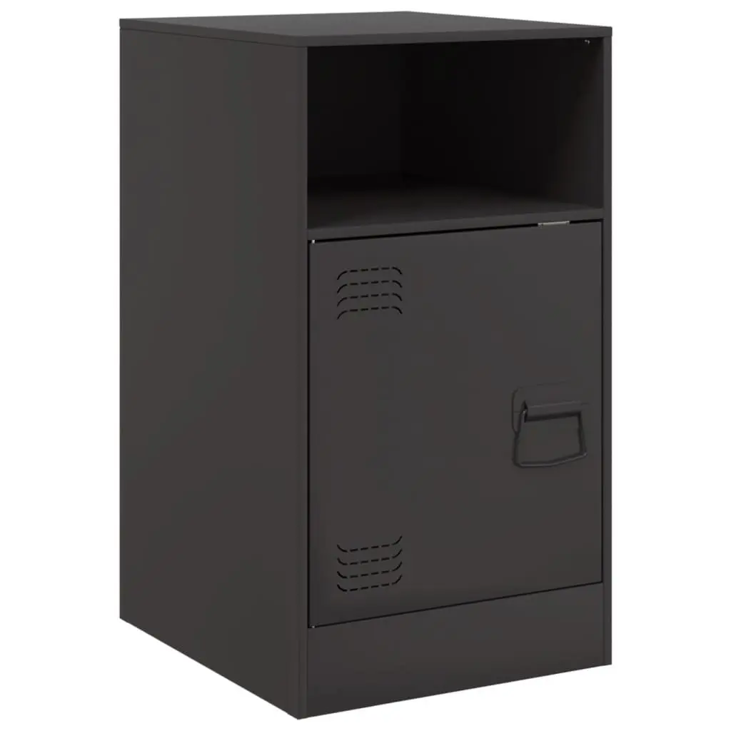 Bedside Cabinet Black 2 Piece Storage Nightstand Bedroom Furniture Organiser