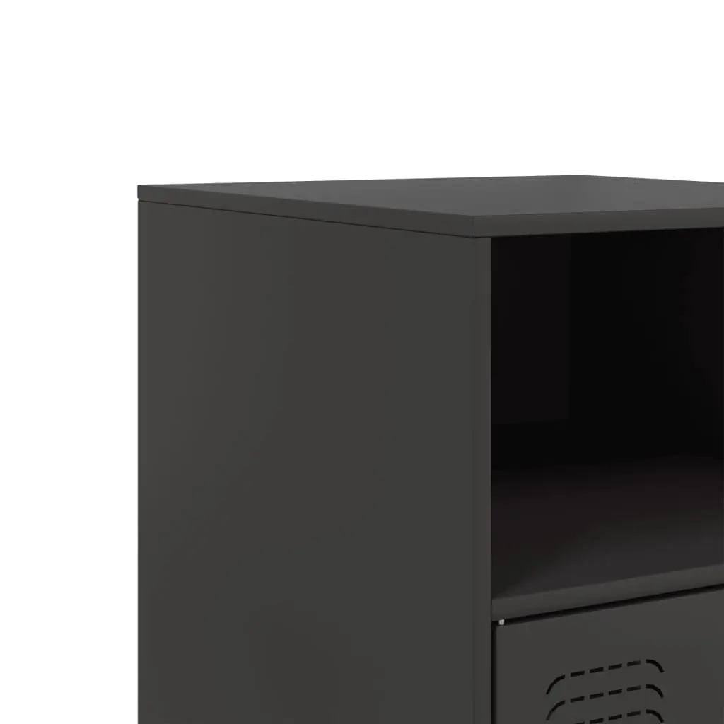 Bedside Cabinet Black 2 Piece Storage Nightstand Bedroom Furniture Organiser