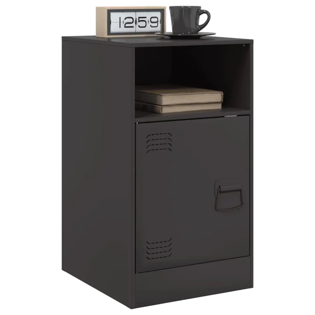Bedside Cabinet Black 2 Piece Storage Nightstand Bedroom Furniture Organiser