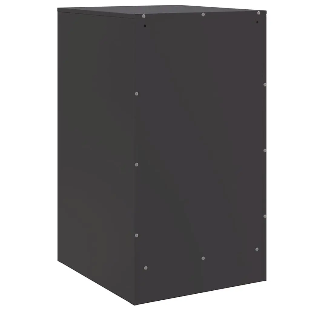 Black Nightstand Cabinet Set 2 Pieces 34.5x39x62cm Steel Storage Bedroom Furniture