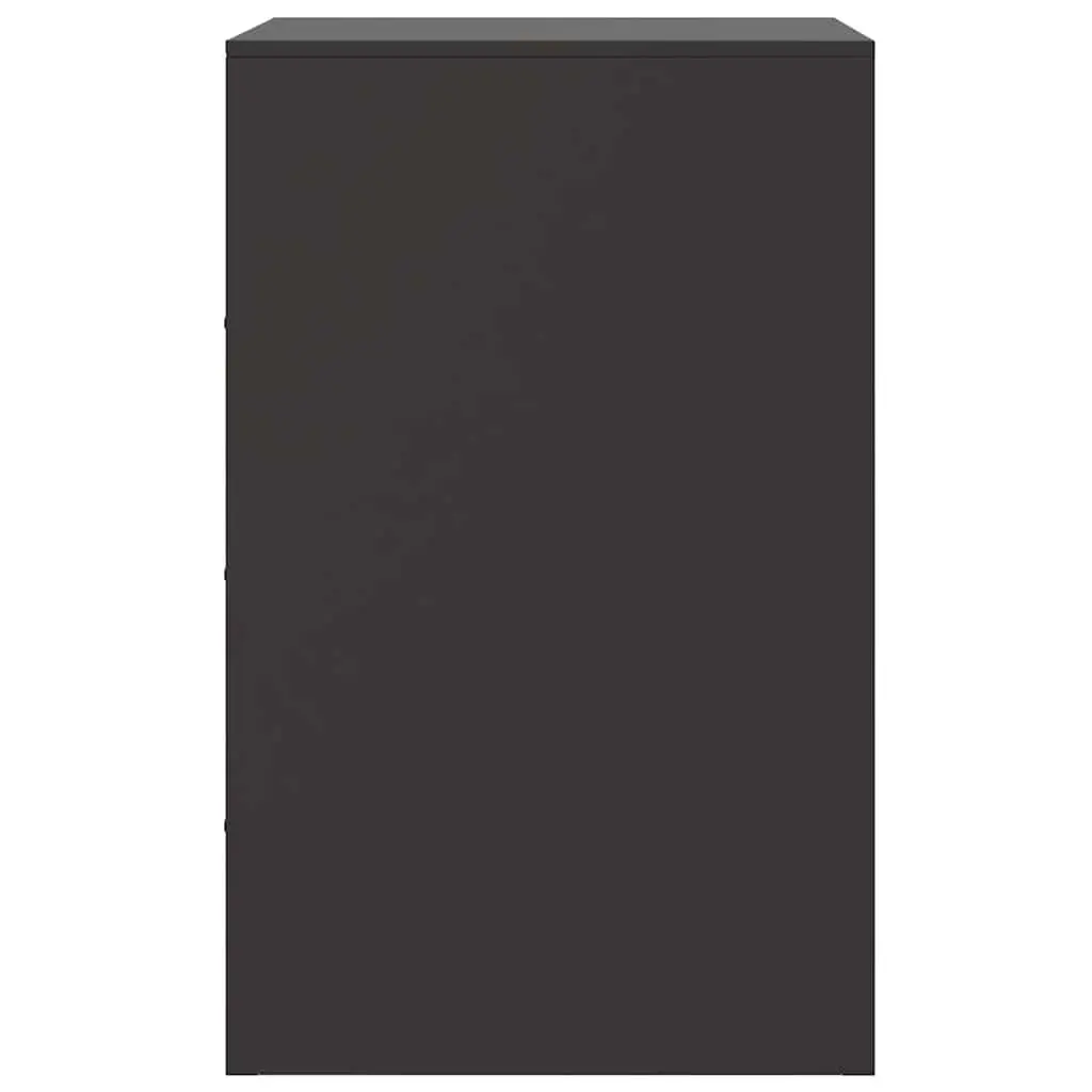 Black Nightstand Cabinet Set 2 Pieces 34.5x39x62cm Steel Storage Bedroom Furniture