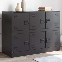 Black Sideboard with Steel Frame Storage