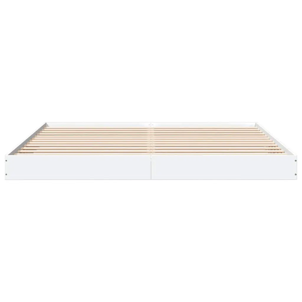 Bed Frame 180x200 cm White Engineered Wood Slatted Base Modern Bedroom Furniture