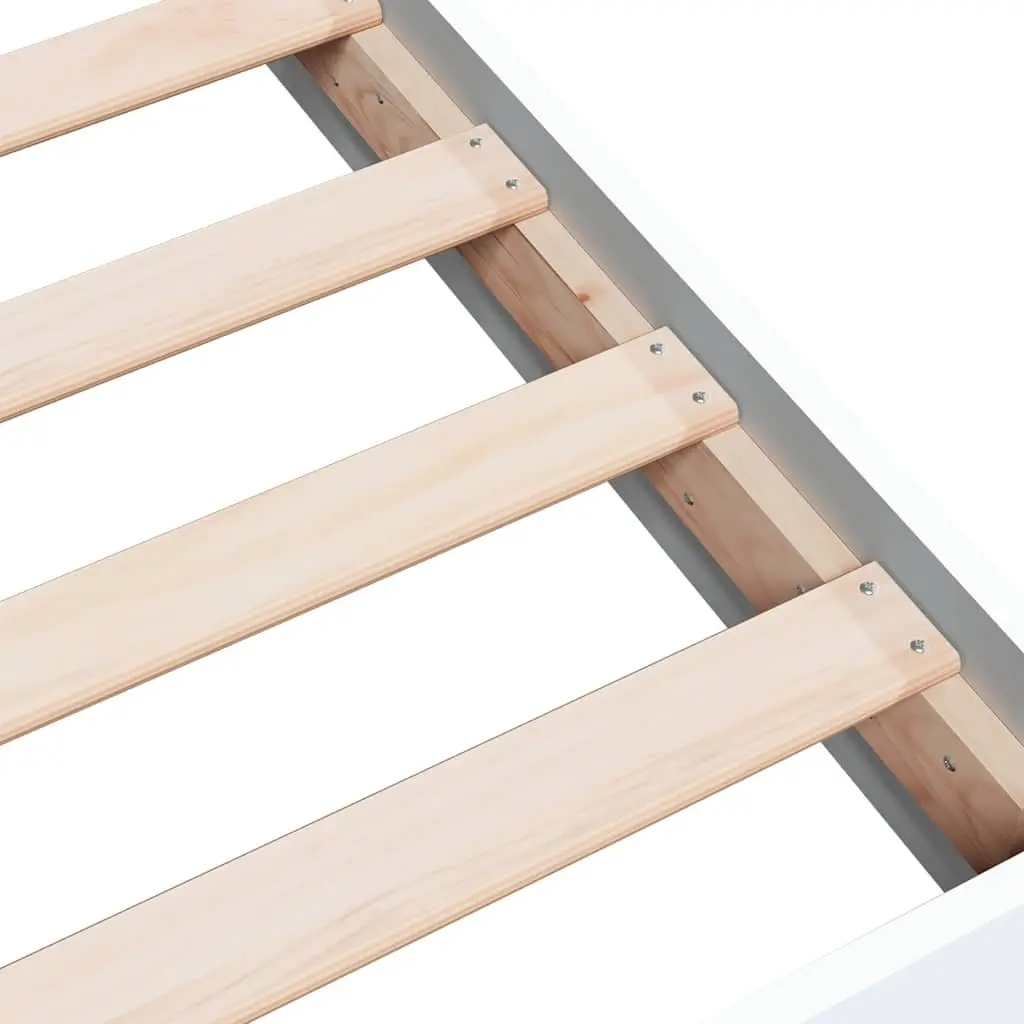Bed Frame 180x200 cm White Engineered Wood Slatted Base Modern Bedroom Furniture