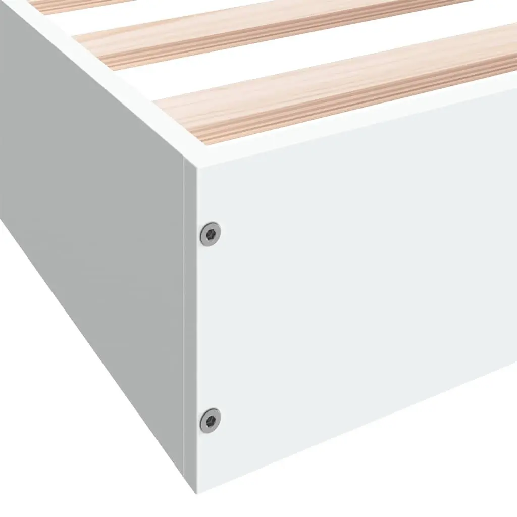 Bed Frame 180x200 cm White Engineered Wood Slatted Base Modern Bedroom Furniture
