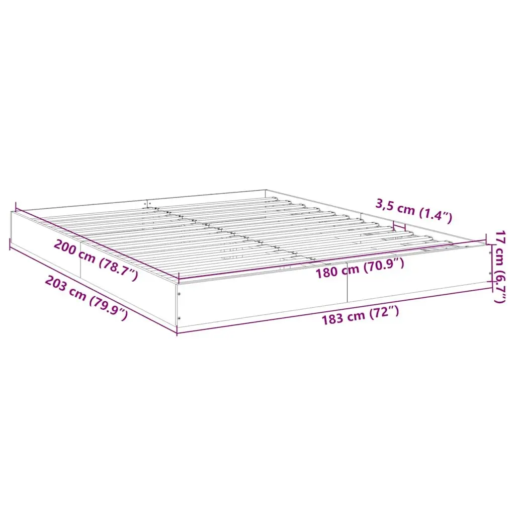 Bed Frame 180x200 cm White Engineered Wood Slatted Base Modern Bedroom Furniture