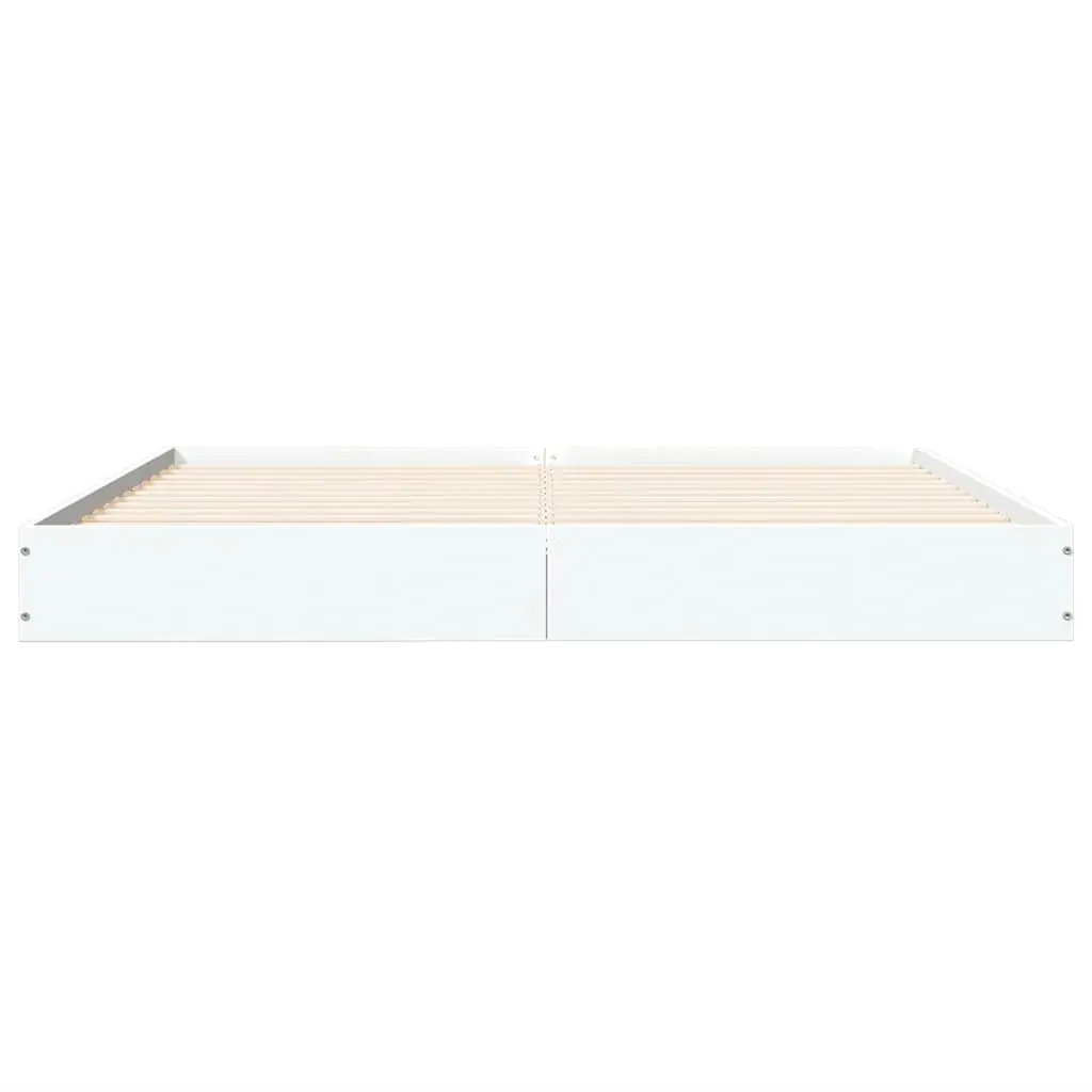 Bed Frame White 150x200 cm Engineered Wood Slats Modern Design Bedroom Furniture