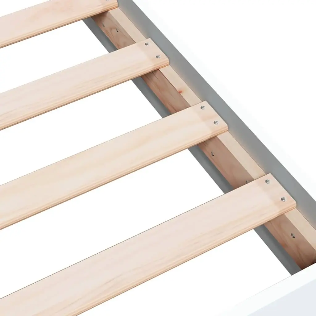 Bed Frame White 150x200 cm Engineered Wood Slats Modern Design Bedroom Furniture