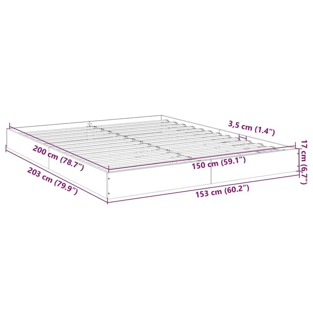 Bed Frame White 150x200 cm Engineered Wood Slats Modern Design Bedroom Furniture