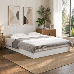 Compact and Strong White Bed Frame 135x190 cm