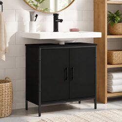 Black Bathroom Sink Cabinet 60x30x60cm - Efficient and Sleek