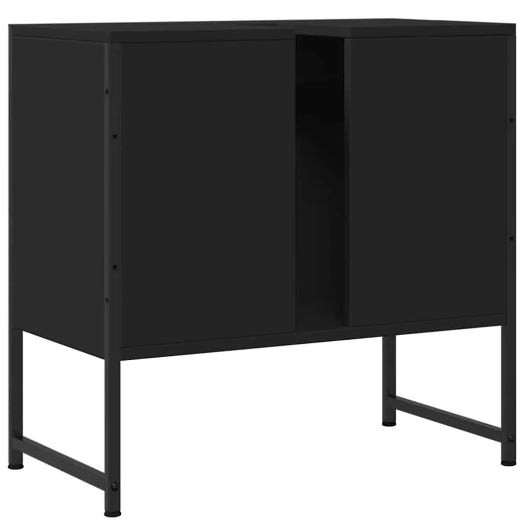 Bathroom Vanity Cabinet Black Under Sink Storage Engineered Wood Modern Design