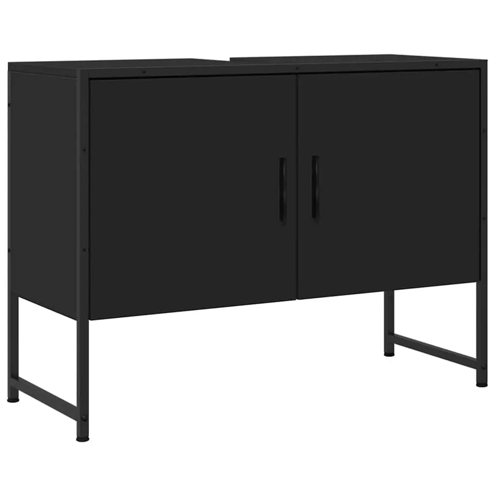 Bathroom Sink Cabinet Black 80x33x60 cm Engineered Wood Storage Unit