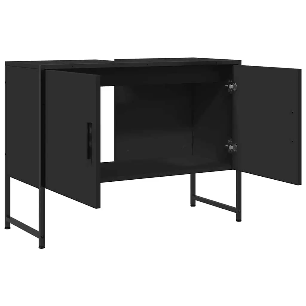 Bathroom Sink Cabinet Black 80x33x60 cm Engineered Wood Storage Unit