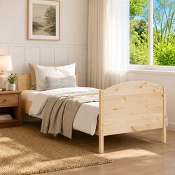 Compact and Sturdy 90x190 cm Bed Frame in Pine Wood