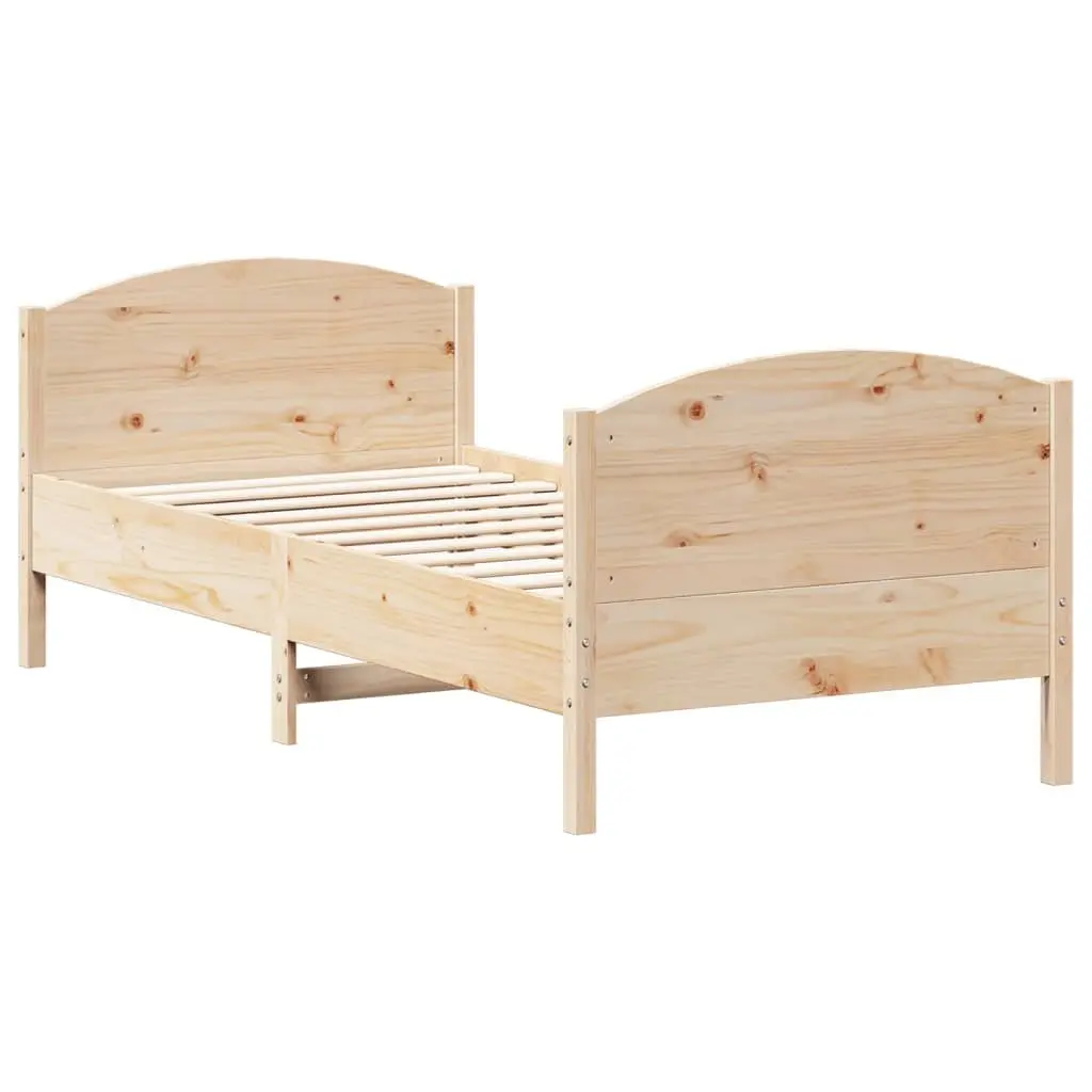 Bed Frame Brown 90x190 cm Solid Wood Pine Slats Base