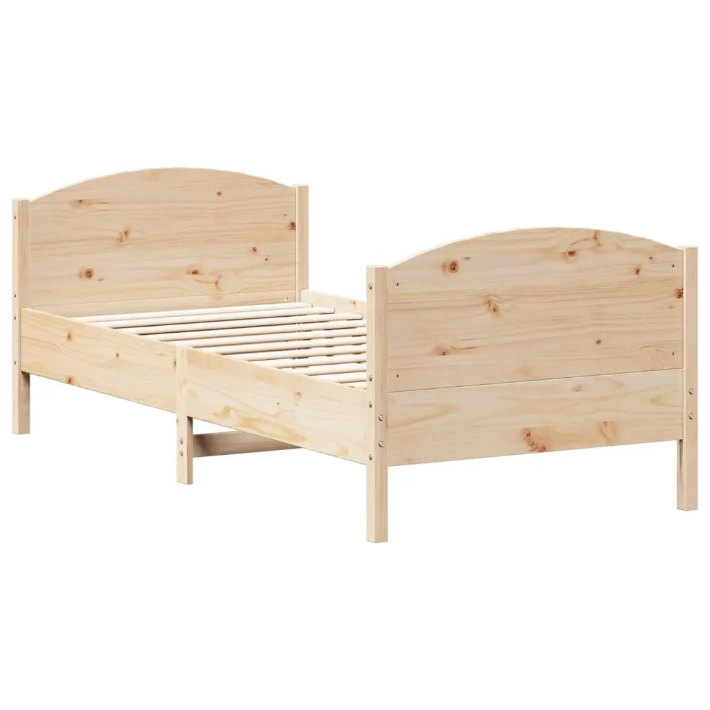 Bed Frame Brown 90x190 cm Solid Wood Pine Slats Base