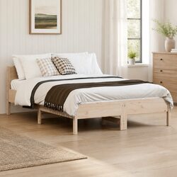 135x190 cm Solid Pine Wood Bed Frame