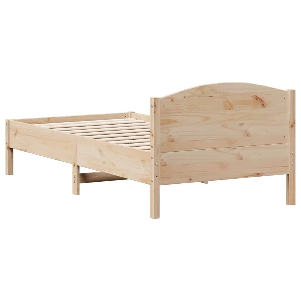 Bed Frame Brown 90x190 cm Solid Pine Wood Slat Support Headboard