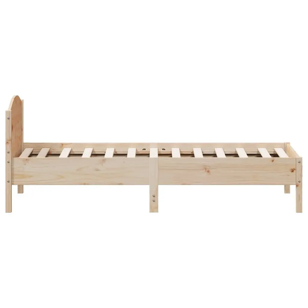 Bed Frame Brown 90x190 cm Solid Pine Wood Slat Support Headboard