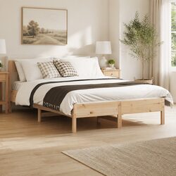 Solid Pine Wood Bed Frame, Compact and Sturdy