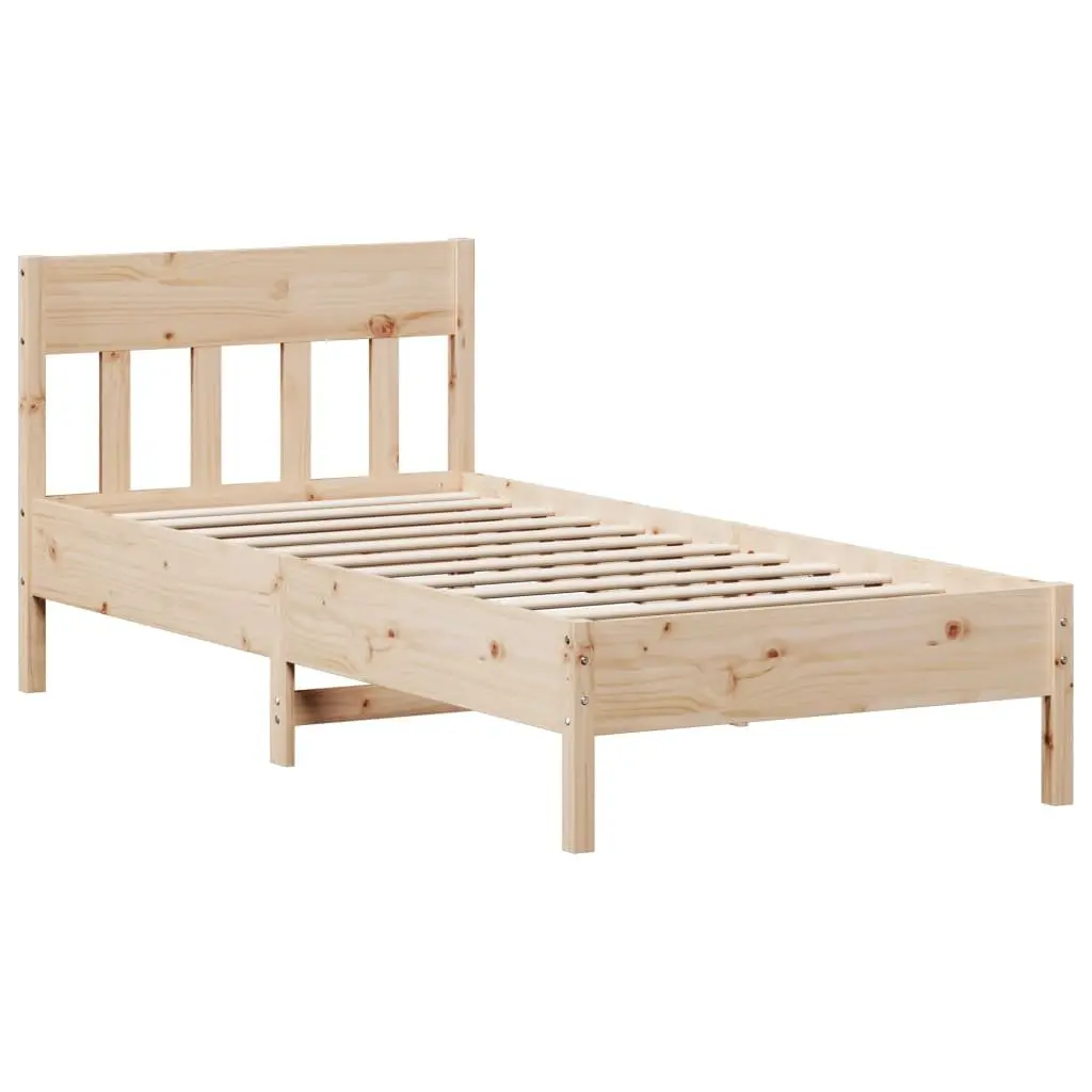 Bed Frame 90x190 cm Solid Pine Wood Slatted Base Bedroom Furniture Brown