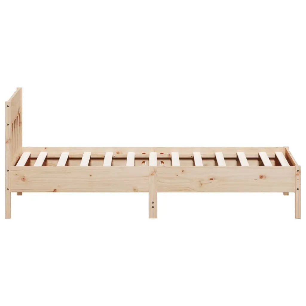 Bed Frame 90x190 cm Solid Pine Wood Slatted Base Bedroom Furniture Brown
