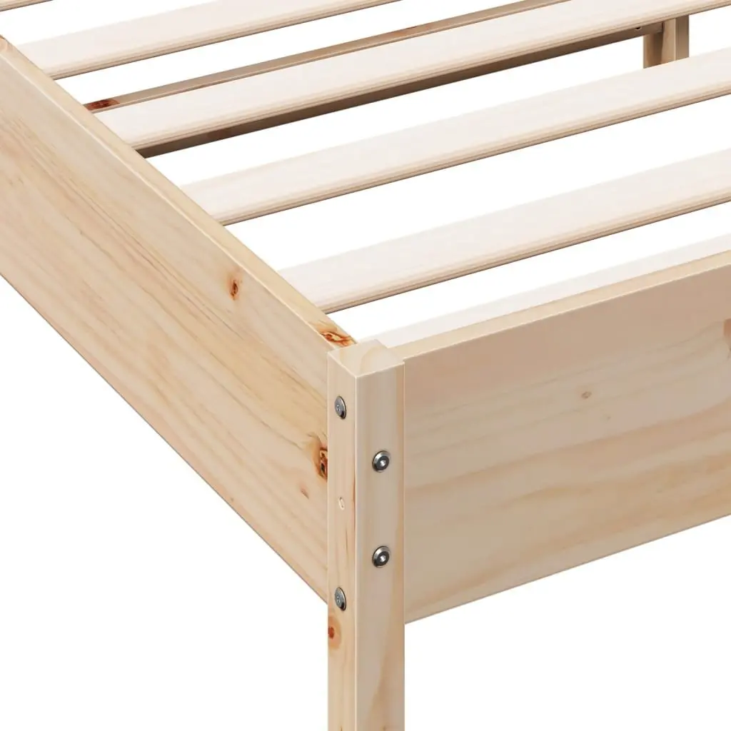 Bed Frame 90x190 cm Solid Pine Wood Slatted Base Bedroom Furniture Brown