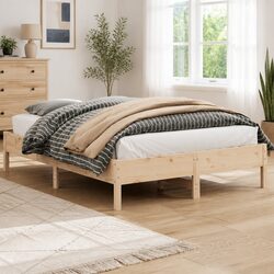 Solid Pine Wood Bed Frame with Slatted Base, 150x200 cm